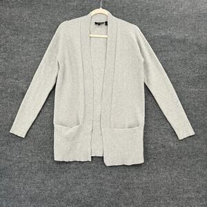 Theory Womens Open Front Cardigan Sweater Size Small Heather Gray Waffle Knit